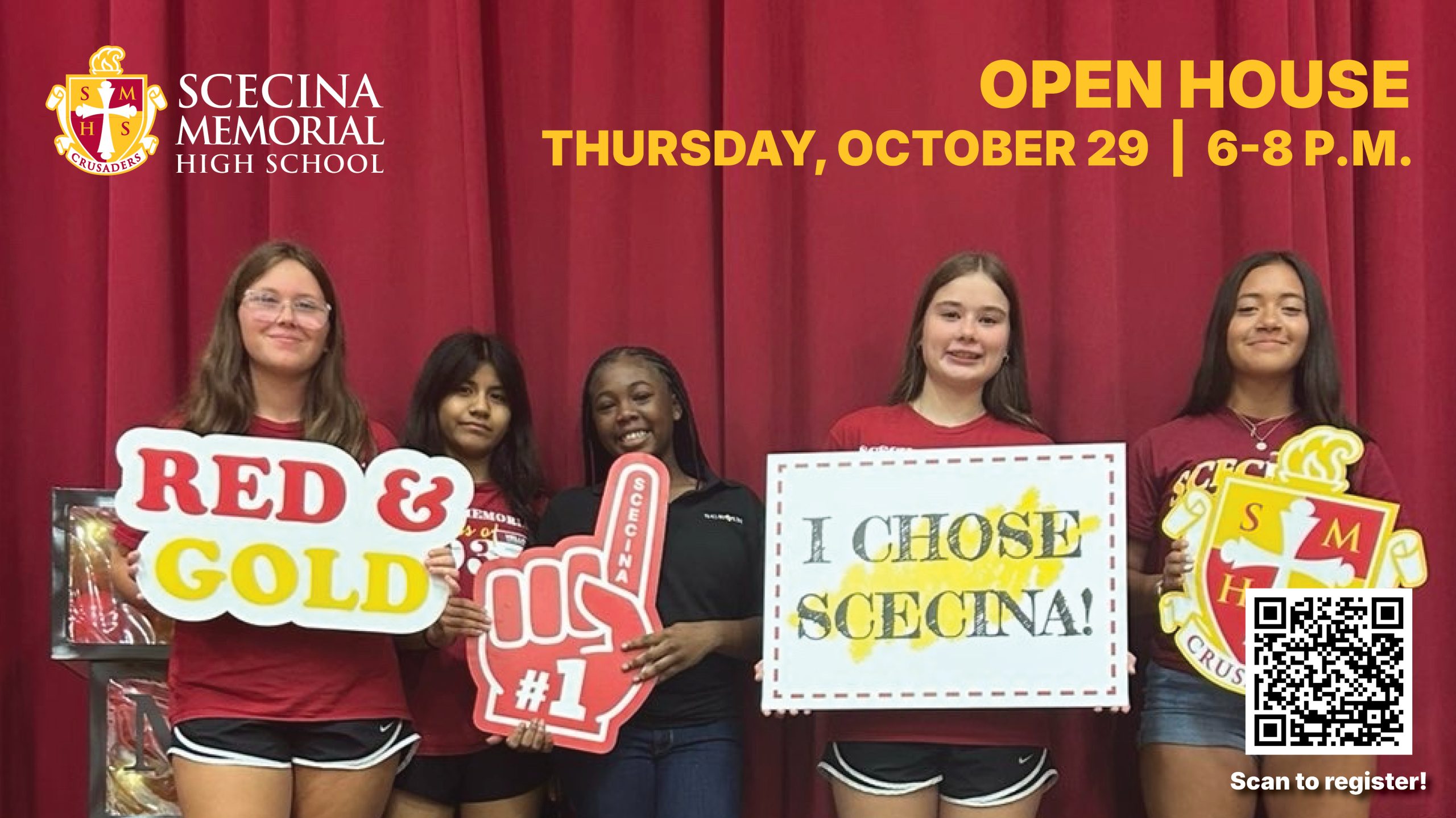 Scecina Memorial High School Open House, Thursday, October 29, 6-8 p.m.